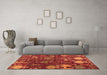 Machine Washable Abstract Orange Modern Area Rugs in a Living Room, wshabs5211org