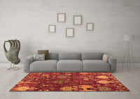 Machine Washable Abstract Orange Modern Rug, wshabs5211org