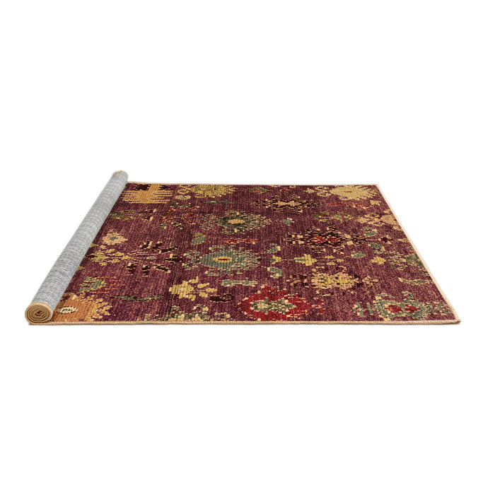 Sideview of Machine Washable Abstract Brown Modern Rug, wshabs5211brn