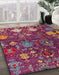 Abstract Purple Pink Modern Rug in Family Room, abs5211