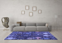 Machine Washable Abstract Blue Modern Rug, wshabs5211blu