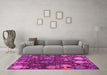 Machine Washable Abstract Pink Modern Rug in a Living Room, wshabs5211pnk