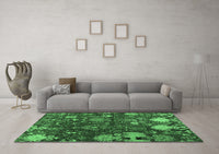 Machine Washable Abstract Emerald Green Modern Rug, wshabs5211emgrn