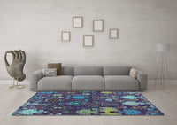 Machine Washable Abstract Light Blue Modern Rug, wshabs5211lblu