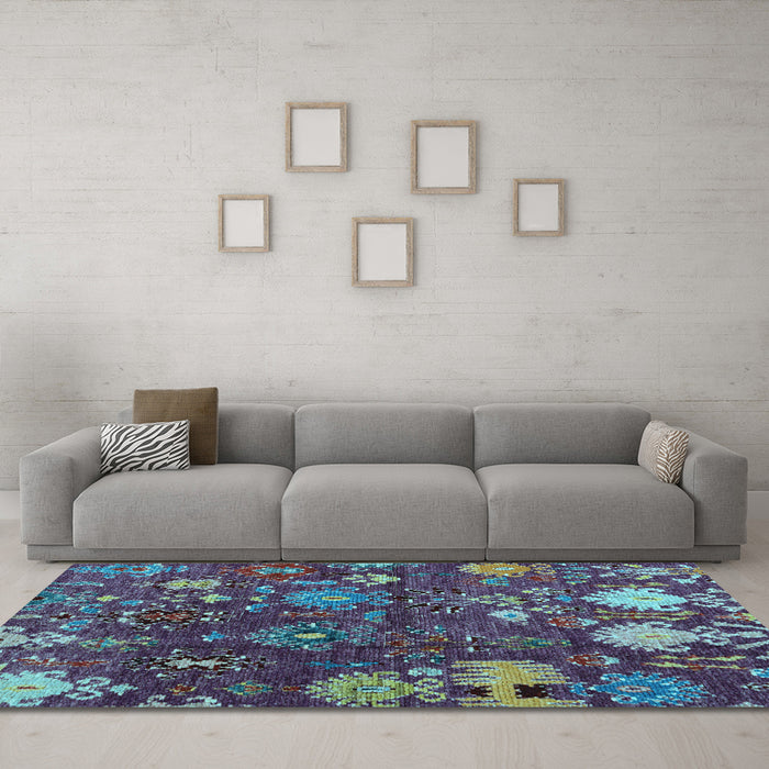 Machine Washable Abstract Light Blue Modern Rug in a Living Room, wshabs5211lblu