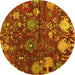 Round Machine Washable Abstract Yellow Modern Rug, wshabs5211yw