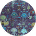 Round Abstract Light Blue Modern Rug, abs5211lblu