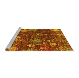Sideview of Machine Washable Abstract Yellow Modern Rug, wshabs5211yw