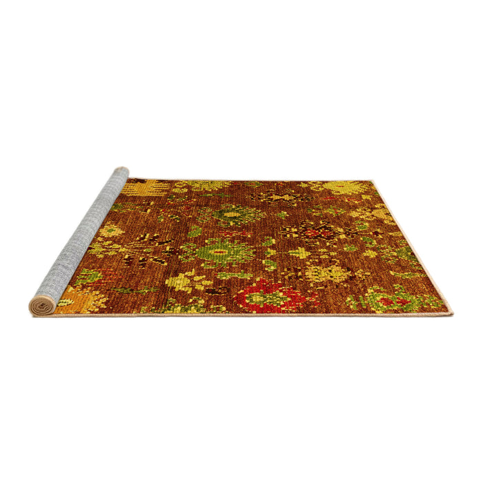 Sideview of Machine Washable Abstract Yellow Modern Rug, wshabs5211yw