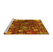 Sideview of Machine Washable Abstract Yellow Modern Rug, wshabs5211yw