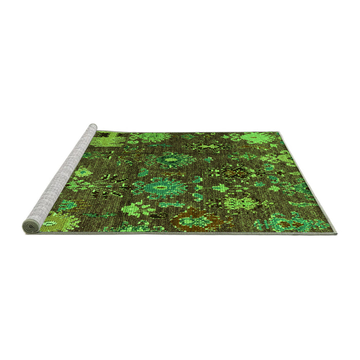 Sideview of Machine Washable Abstract Green Modern Area Rugs, wshabs5211grn