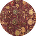 Round Machine Washable Abstract Brown Modern Rug, wshabs5211brn