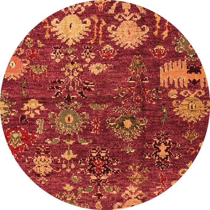 Round Abstract Orange Modern Rug, abs5211org