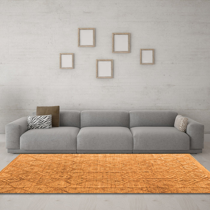 Machine Washable Abstract Orange Modern Area Rugs in a Living Room, wshabs5212org
