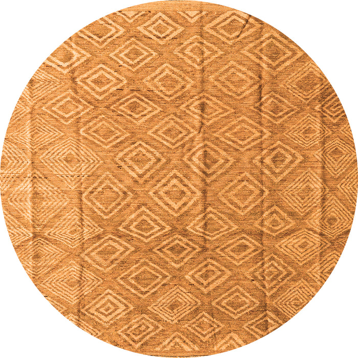 Round Machine Washable Abstract Orange Modern Area Rugs, wshabs5212org