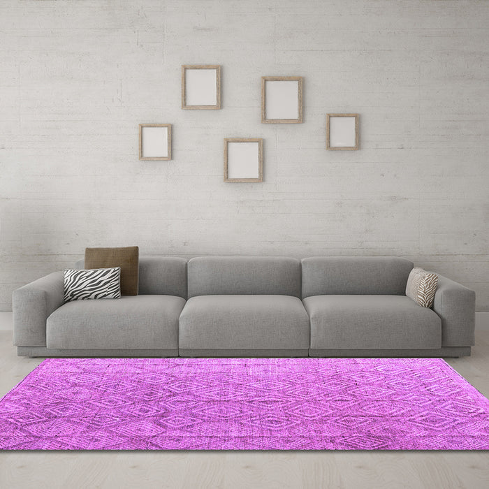 Machine Washable Abstract Purple Modern Area Rugs in a Living Room, wshabs5212pur