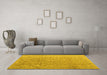 Machine Washable Abstract Yellow Modern Rug in a Living Room, wshabs5212yw