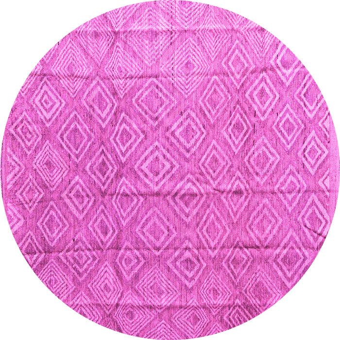 Round Machine Washable Abstract Pink Modern Rug, wshabs5212pnk