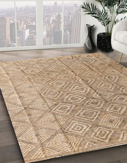 Machine Washable Abstract Yellow Rug in a Family Room, wshabs5212