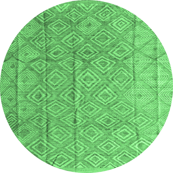 Round Abstract Emerald Green Modern Rug, abs5212emgrn