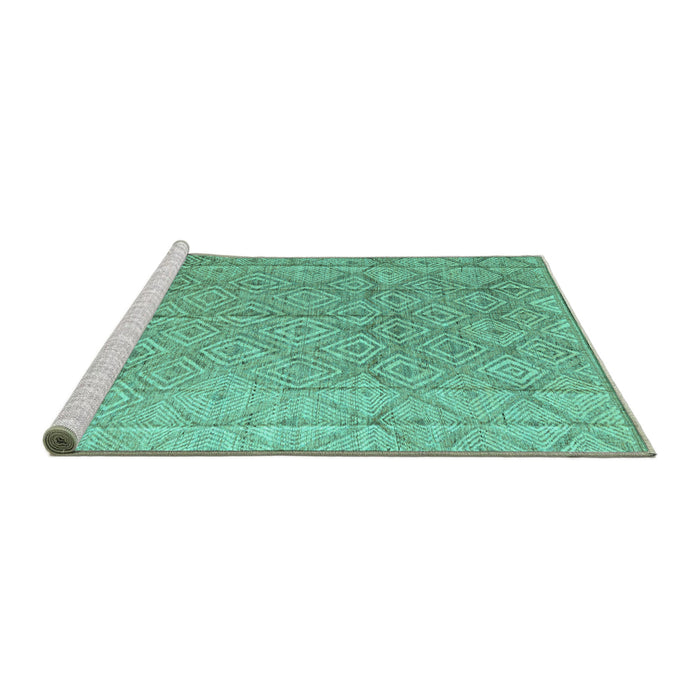 Sideview of Machine Washable Abstract Turquoise Modern Area Rugs, wshabs5212turq