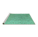 Sideview of Machine Washable Abstract Turquoise Modern Area Rugs, wshabs5212turq