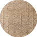 Round Abstract Yellow Modern Rug, abs5212