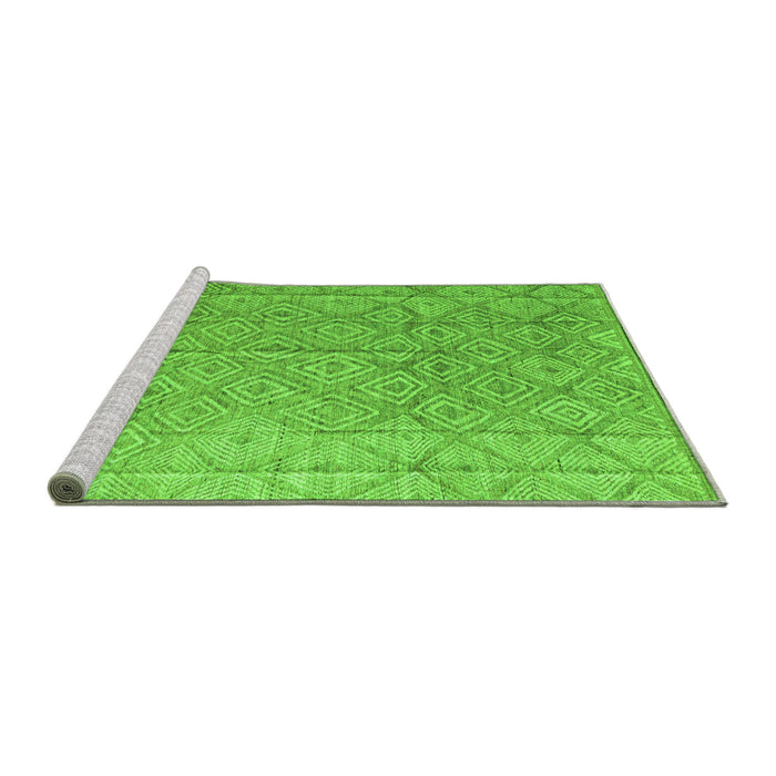 Sideview of Machine Washable Abstract Green Modern Area Rugs, wshabs5212grn