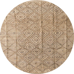 Round Machine Washable Abstract Yellow Rug, wshabs5212