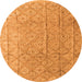 Round Abstract Orange Modern Rug, abs5212org