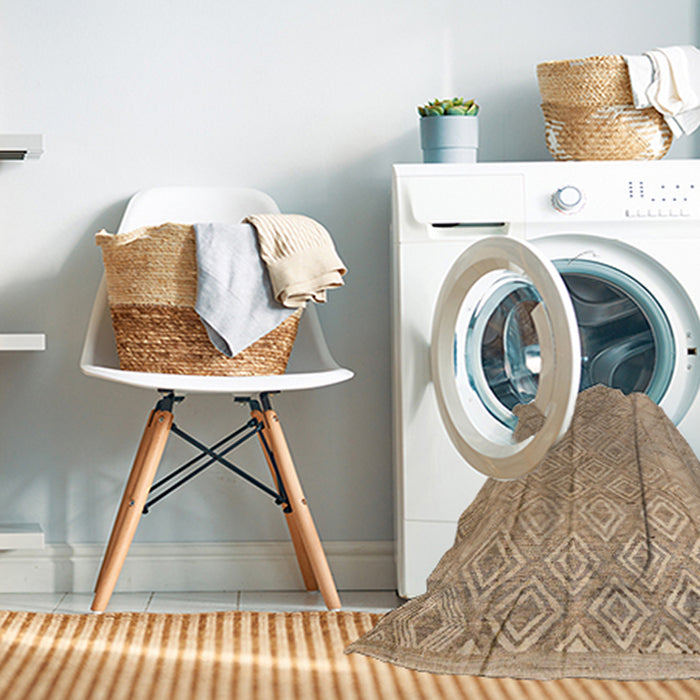 Machine Washable Abstract Yellow Rug in a Washing Machine, wshabs5212