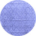 Round Machine Washable Abstract Blue Modern Rug, wshabs5212blu