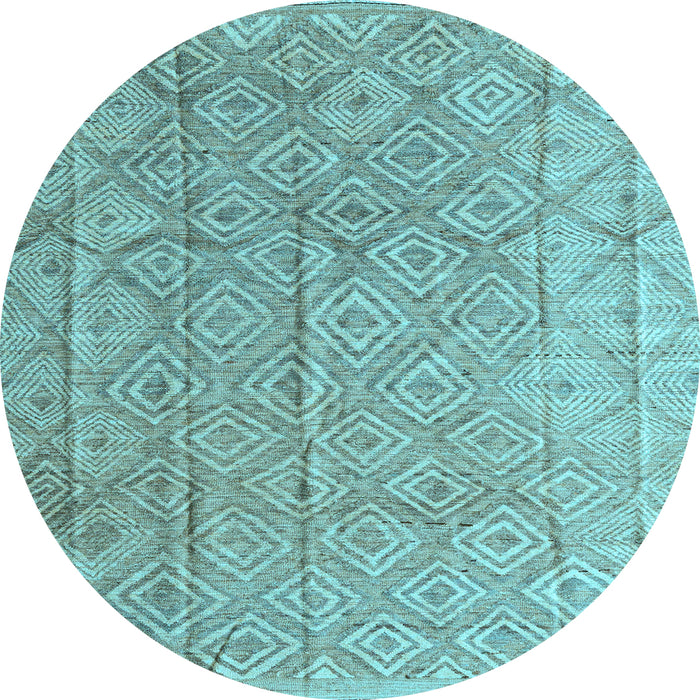 Round Abstract Light Blue Modern Rug, abs5212lblu