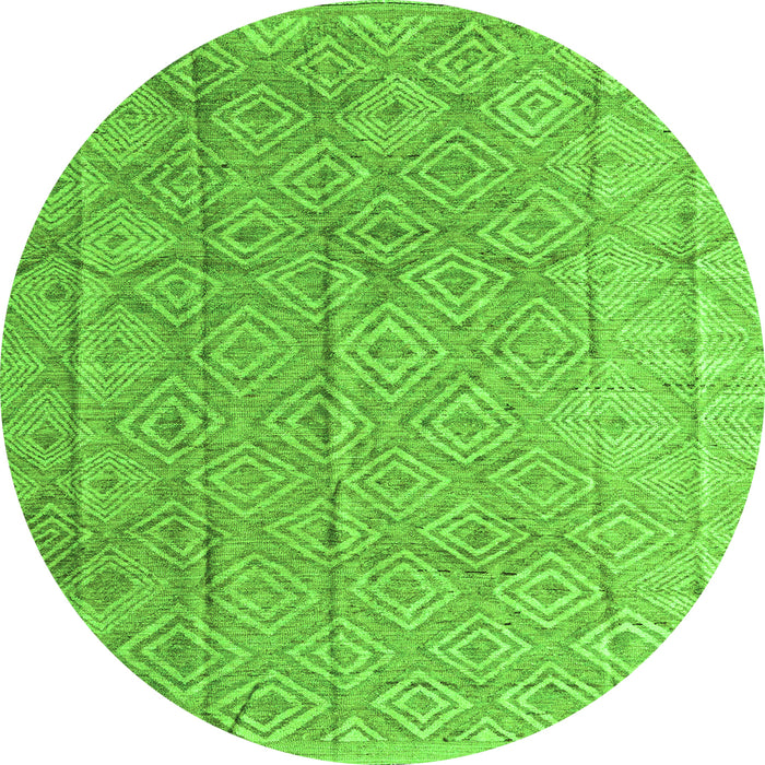 Round Machine Washable Abstract Green Modern Area Rugs, wshabs5212grn