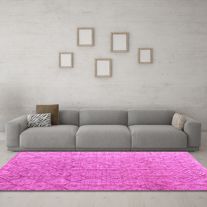 Machine Washable Abstract Pink Modern Rug in a Living Room, wshabs5212pnk