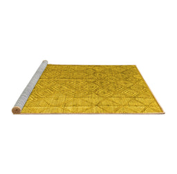 Sideview of Machine Washable Abstract Yellow Modern Rug, wshabs5212yw