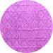 Round Machine Washable Abstract Purple Modern Area Rugs, wshabs5212pur