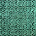 Square Machine Washable Abstract Turquoise Modern Area Rugs, wshabs5213turq