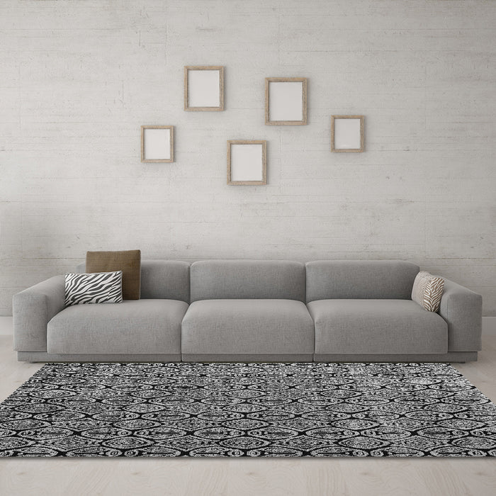 Machine Washable Abstract Gray Modern Rug in a Living Room,, wshabs5213gry