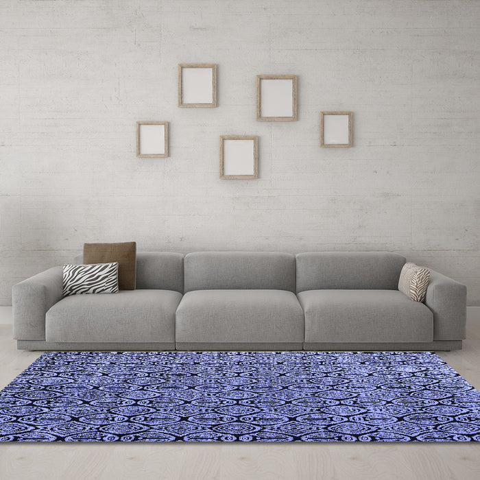 Machine Washable Abstract Blue Modern Rug in a Living Room, wshabs5213blu