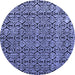 Round Machine Washable Abstract Blue Modern Rug, wshabs5213blu