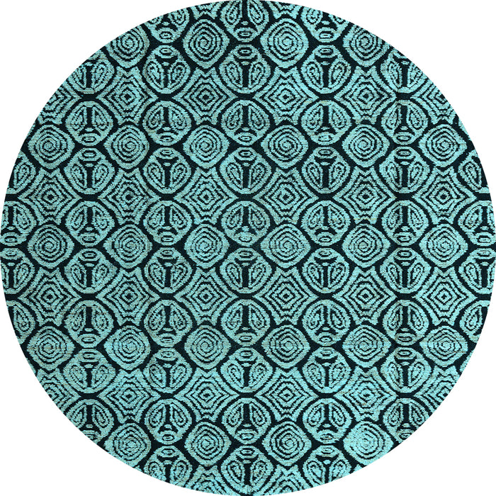 Round Abstract Light Blue Modern Rug, abs5213lblu