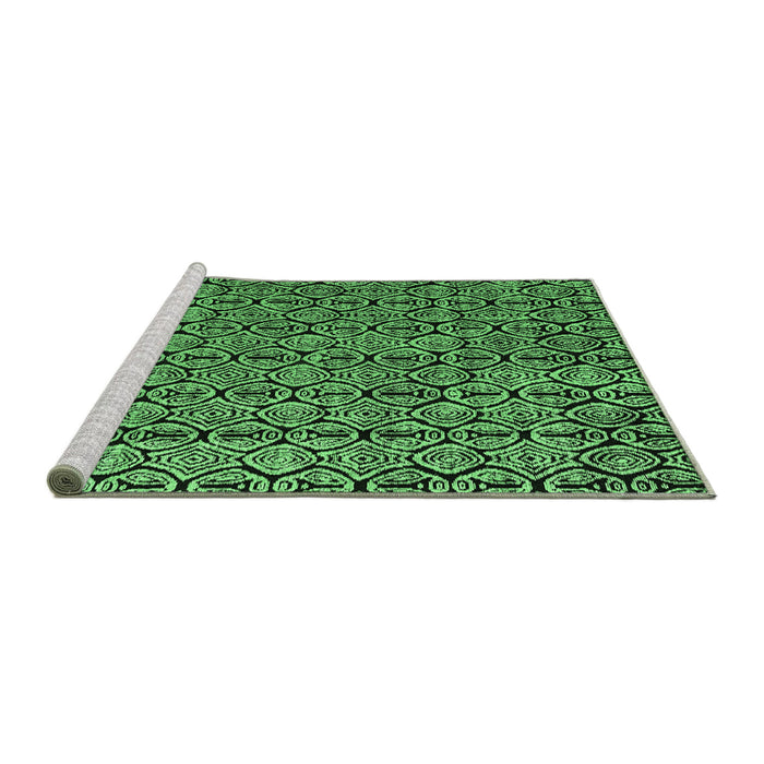 Sideview of Machine Washable Abstract Emerald Green Modern Area Rugs, wshabs5213emgrn