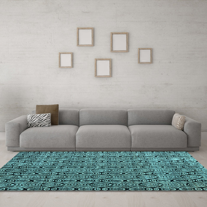 Machine Washable Abstract Light Blue Modern Rug in a Living Room, wshabs5213lblu