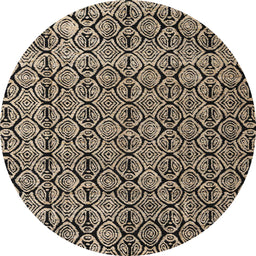 Round Machine Washable Abstract Brown Sugar Brown Rug, wshabs5213