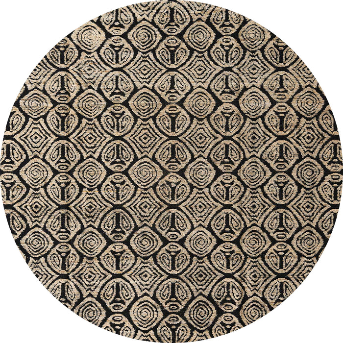 Round Machine Washable Abstract Brown Sugar Brown Rug, wshabs5213