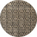 Round Machine Washable Abstract Brown Sugar Brown Rug, wshabs5213