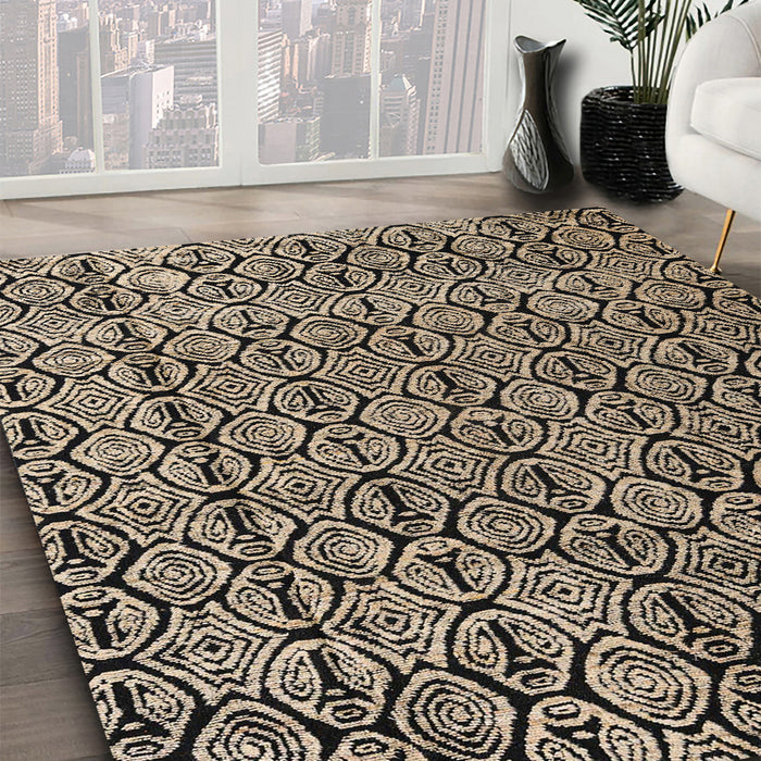 Machine Washable Abstract Brown Sugar Brown Rug in a Family Room, wshabs5213