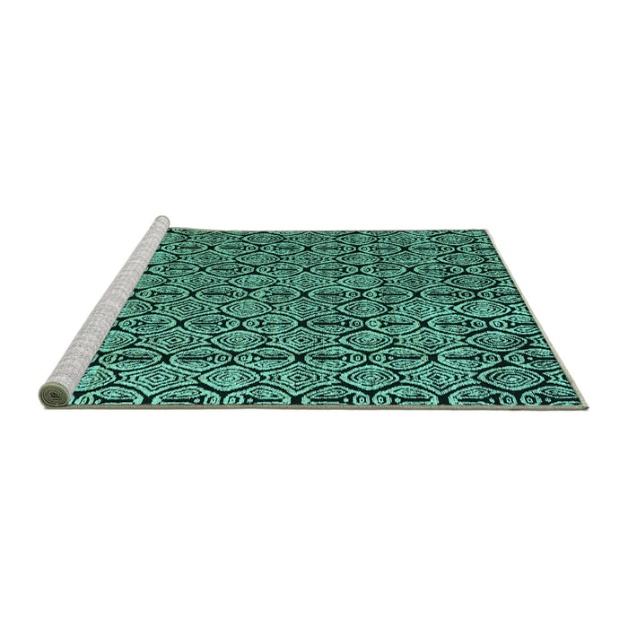 Sideview of Machine Washable Abstract Turquoise Modern Area Rugs, wshabs5213turq