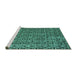 Sideview of Machine Washable Abstract Turquoise Modern Area Rugs, wshabs5213turq